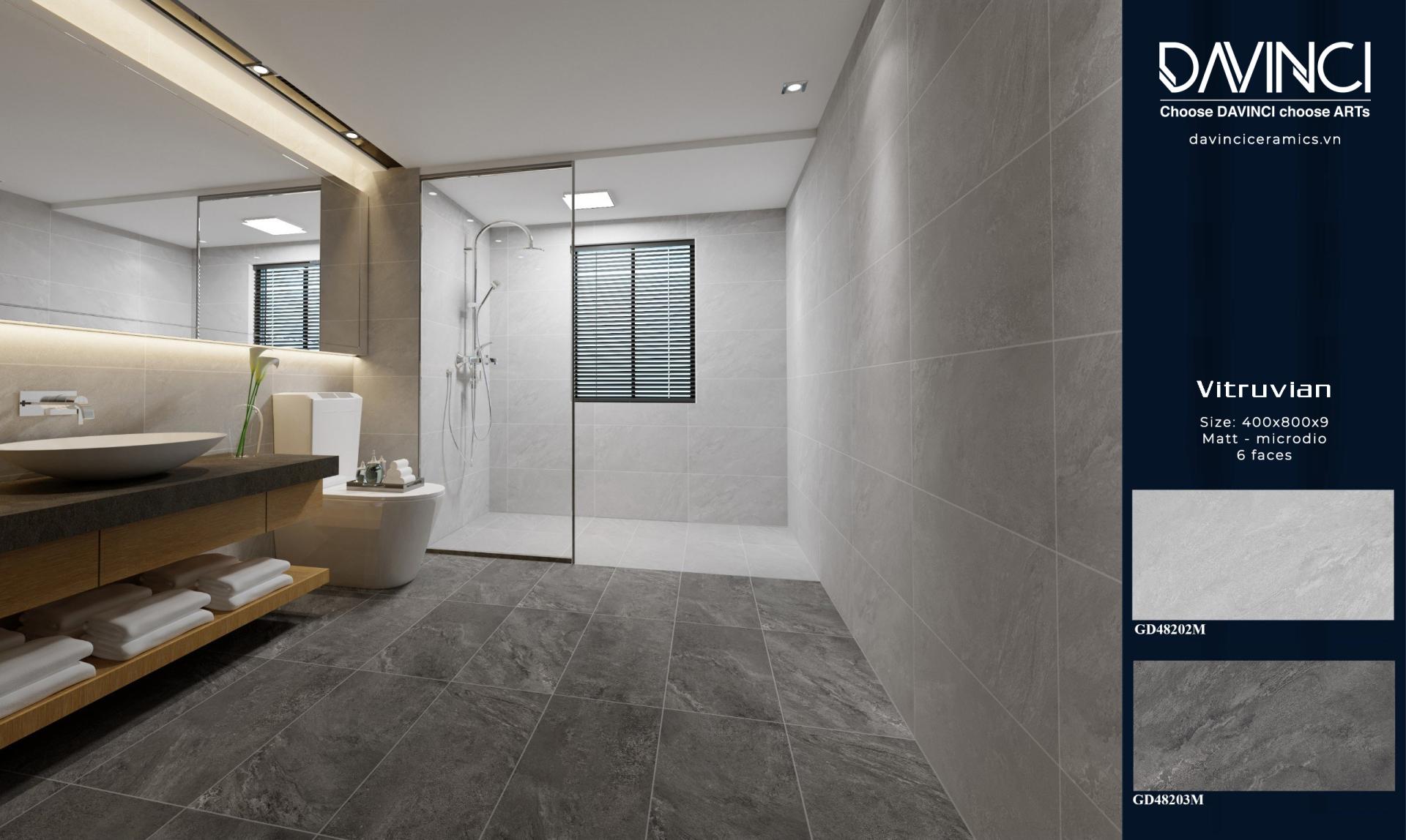 Gạch Vân Đá Tự Nhiên 40x80cm Vitruvian GD48202M - Gạch ốp lát nhà vệ sinh - Gạch lát sân